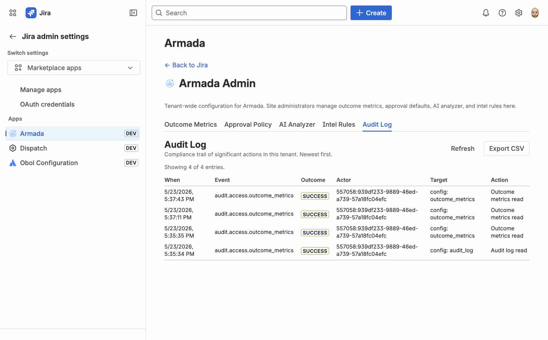 Audit Log screenshot