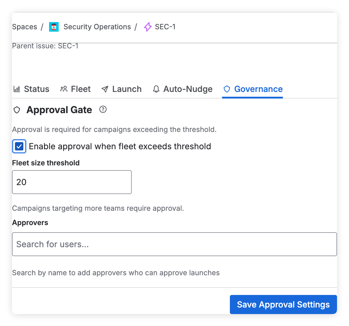 Governance Controls screenshot
