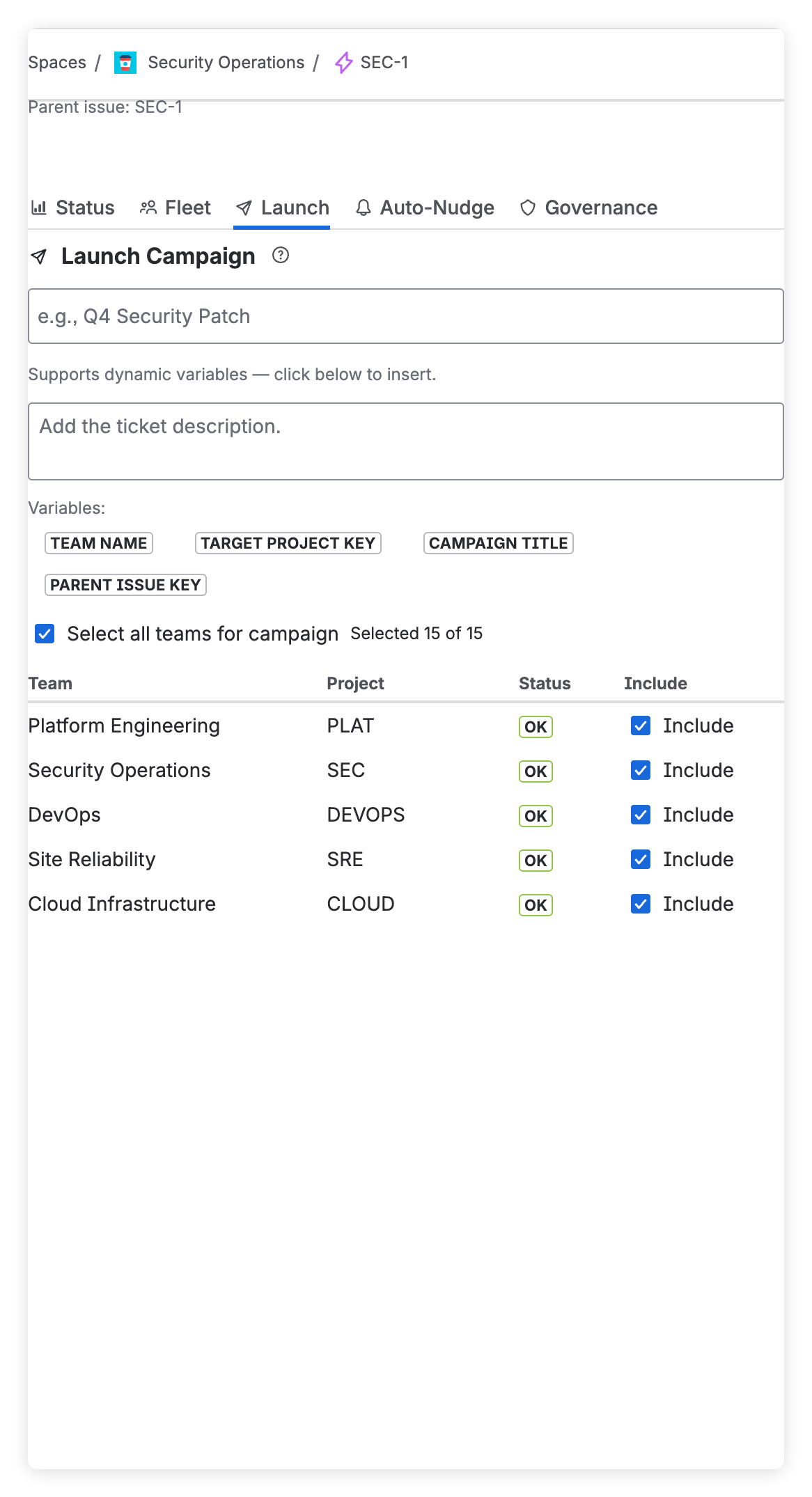 Campaign Launch screenshot