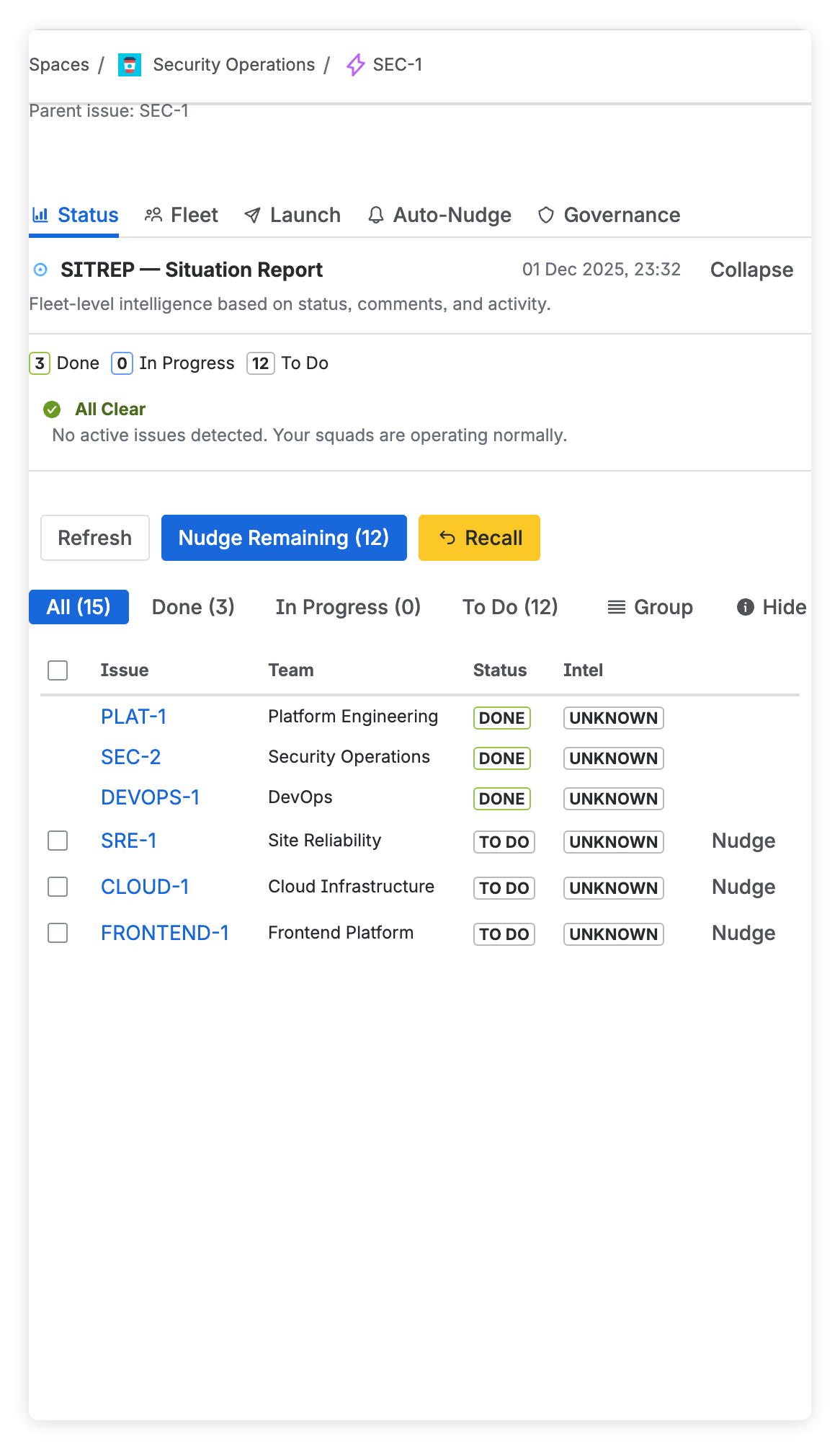 Campaign Status Dashboard screenshot